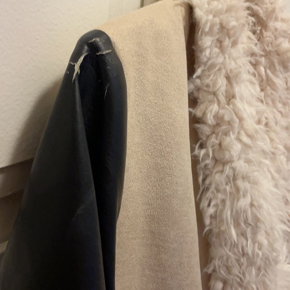 Billabong Somewhere Far Sherpa Faux Leather Shearling Draped Front Jacket - M - Picture 3 of 4